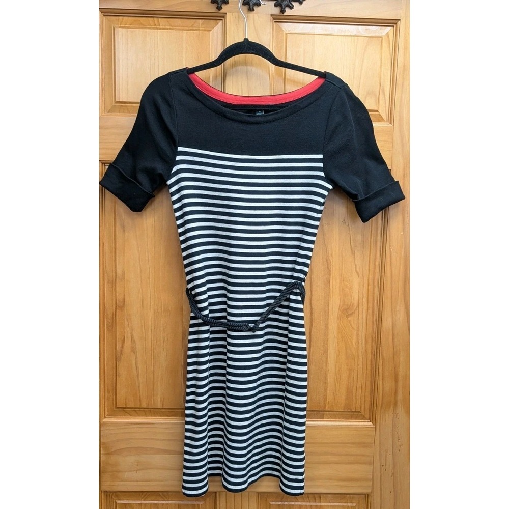 Lauren Ralph Lauren Dress Size M Short Sleeves Knit Navy White Stripe Stretch